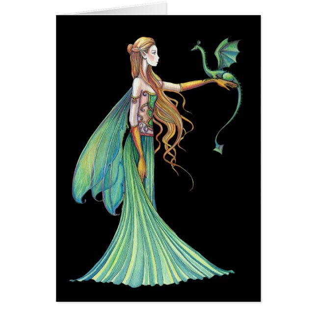 Discipline Grönt Fairy Dragon av Molly Harrison Hälsningskort (Framsidan)