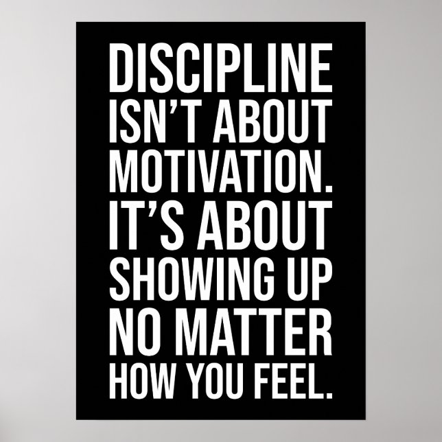 Discipline handlar om att visa upp, Gym, Hustle, G Poster (Framsidan)