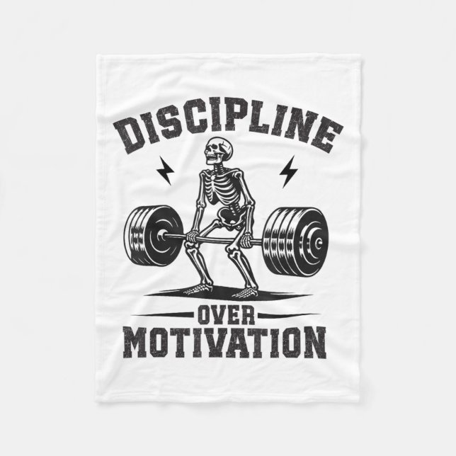Discipline Over Motivation Gym Motivational Traini Fleecefilt (Framsidan)