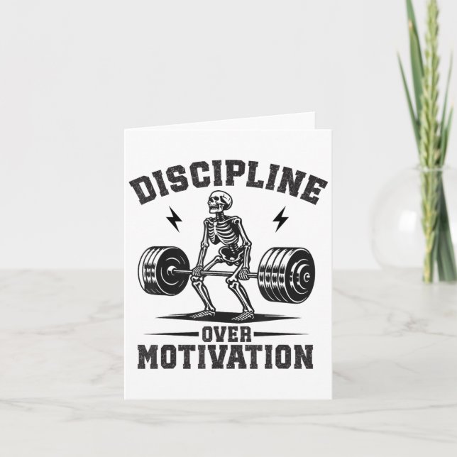Discipline Over Motivation Gym Motivational Traini Kort (Framsida)