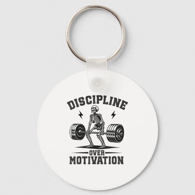Discipline Over Motivation Gym Motivational Traini Nyckelring (Framsida)