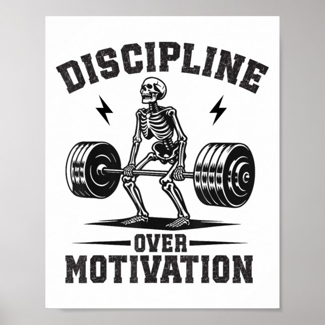 Discipline Over Motivation Gym Motivational Traini Poster (Framsidan)