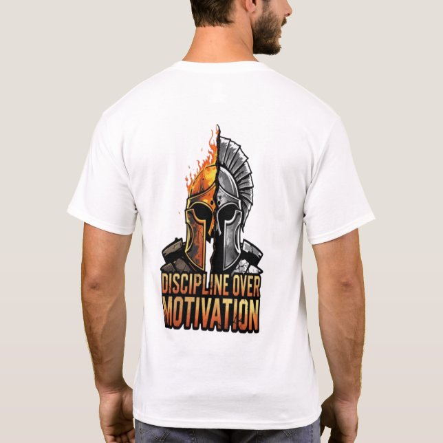 Discipline over Motivation - Spartan Warrior T Shirt (Baksida)