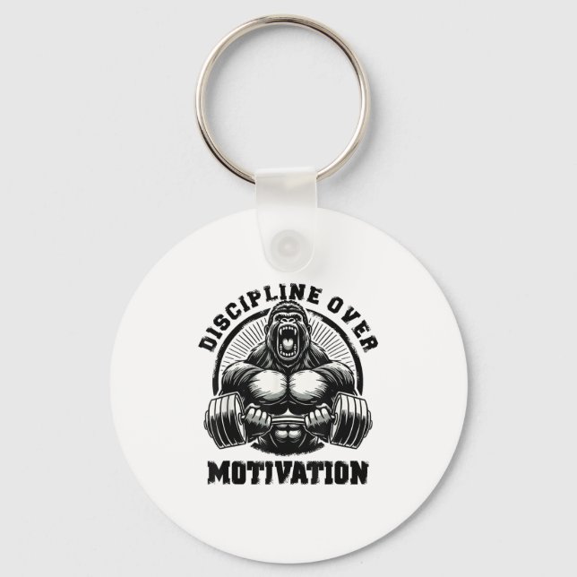 Discipline Over Motivation Weightlift Gym Quotes G Nyckelring (Framsida)