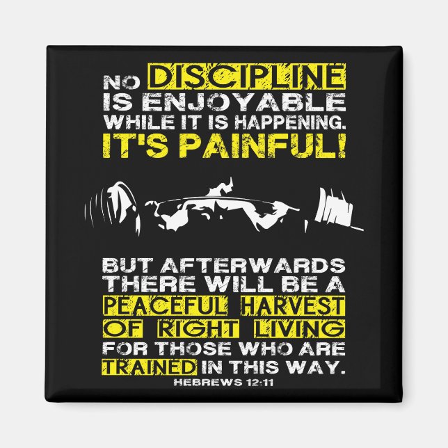 DISCIPLINE - Square Workout Motivational Magnet (Framsidan)