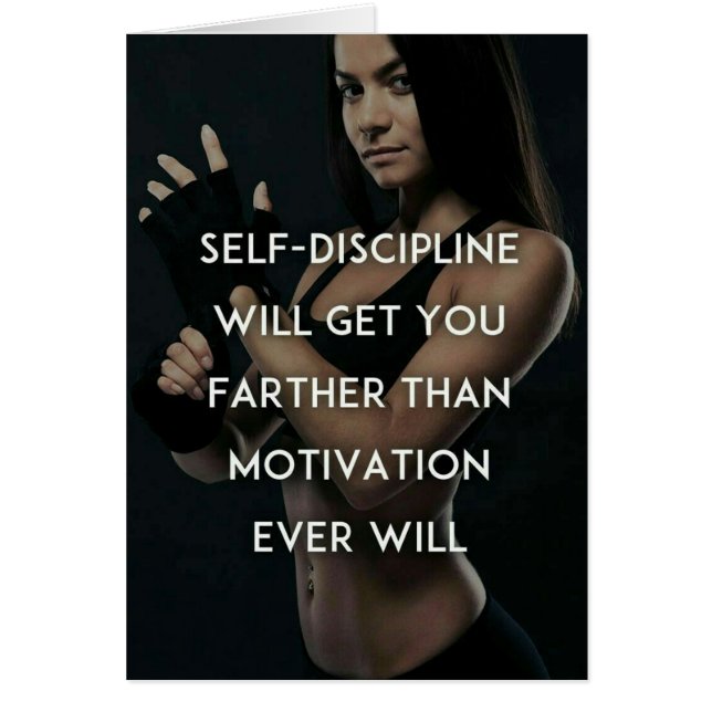 Discipline vs Motivation - Kvinnoinspiration Hälsningskort (Framsidan)