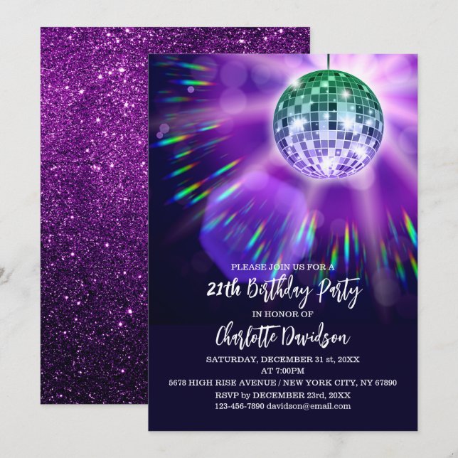 Disco 21-årsfest inbjudningar (Fram/baksida)