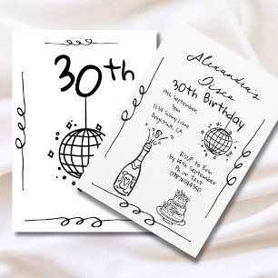 Disco 30års födelsedag Hand plockade Whimsical Inbjudningar