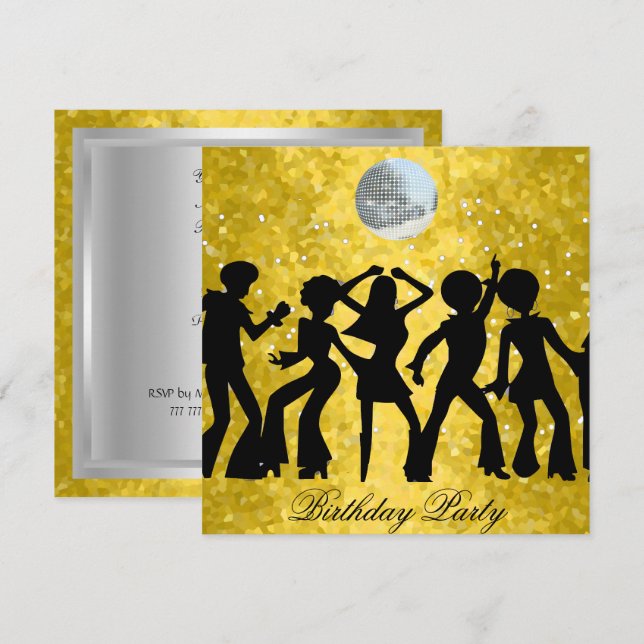 Disco 70-års födelsedagsfest inbjudan (Fram/baksida)