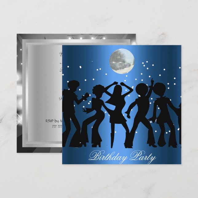 Disco 70-års födelsedagsfest inbjudan (Fram/baksida)