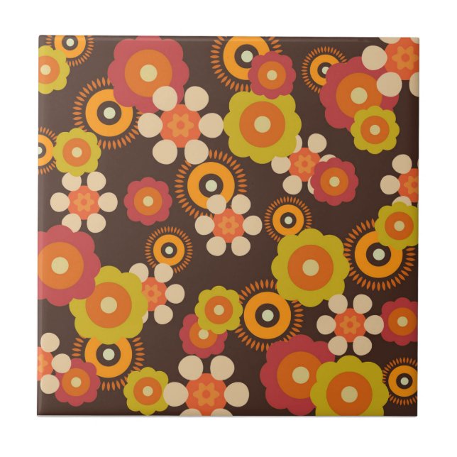Disco 70s 60s Retro Flowers Pop Culture Kakelplatta (Framsidan)