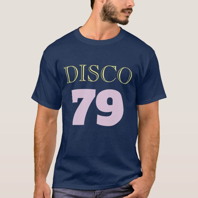 Disco 79 Blå Pop Art Musik Underhållning Retro T Shirt (Framsida)