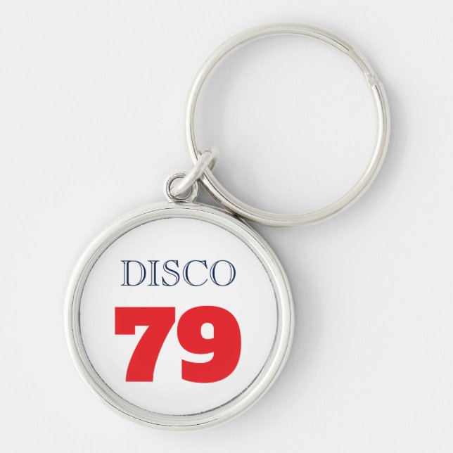 Disco 79 Pop Art Musik Underhållning Retro Rund Silverfärgad Nyckelring (Framsidan)