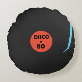 Disco 80 Dance Round Pillow - Black Rund Kudde