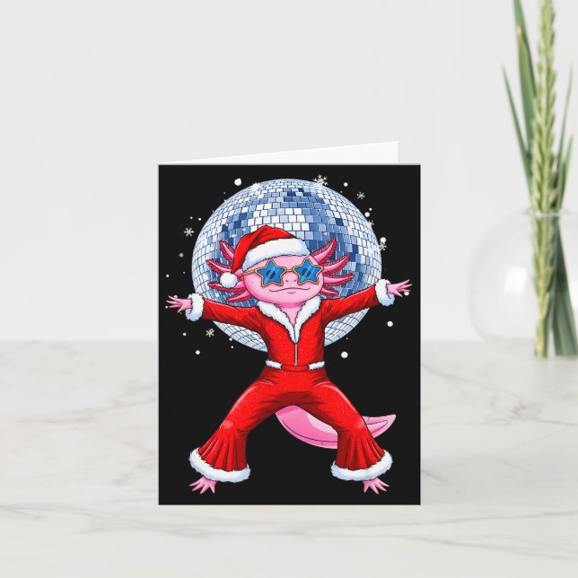 Disco Axolotl Christmas Santa Suit Funny Holiday 7 Kort (Framsida)