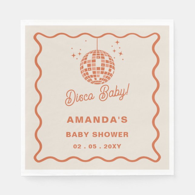 Disco Baby Retro Groovy Disco Baby Shower Pappersservett (Framsidan)