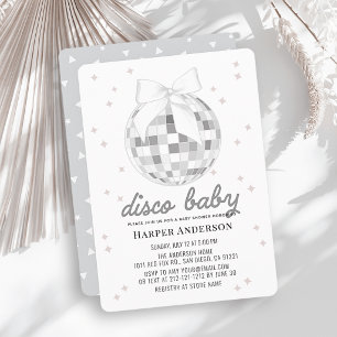Disco Baby Silver Disco Boll Baby Shower Inbjudningar