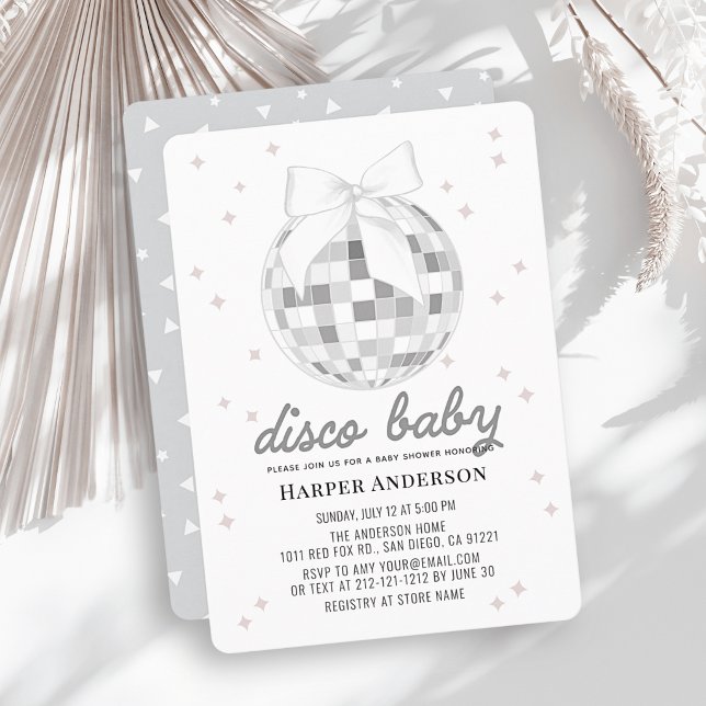 Disco Baby Silver Disco Boll Baby Shower Inbjudningar (Skapare uppladdad)