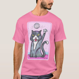 Disco Ball Cat Cartoon Fun Art T Shirt