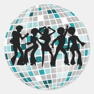 Disco Ball Dancers Birthday Party Stickers Runt Klistermärke