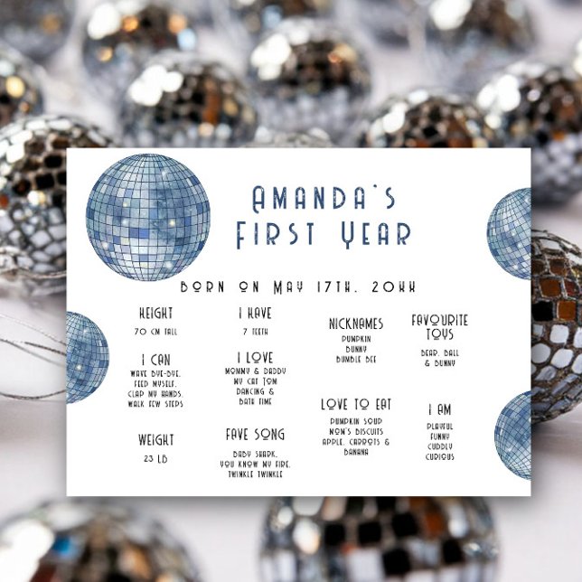Disco ball First Birthday Milestone Birthday Poster (Skapare uppladdad)