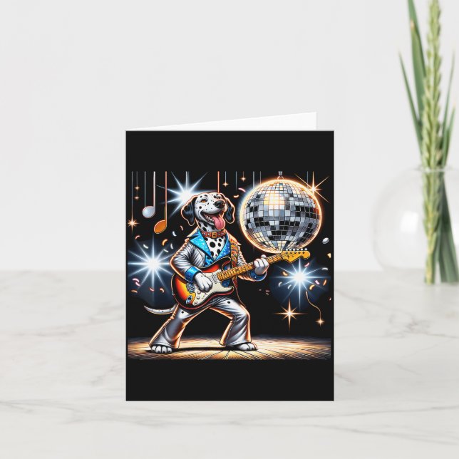 Disco Ball Guitar Dalmatian Dog Men Women Kids  Kort (Framsida)
