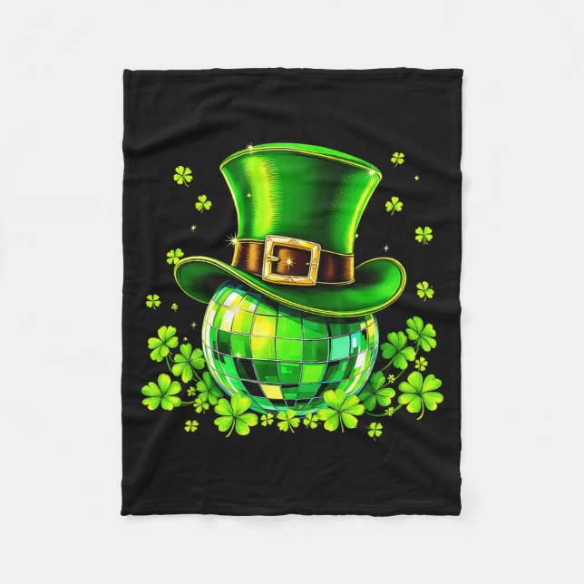 Disco Ball Leprechaun Hat Irish Shamrock St Patric Fleecefilt (Framsidan)