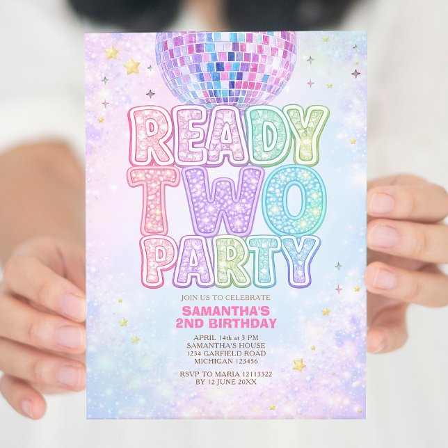 Disco Ball Pastel Rainbow Toddler Birthday Party  Inbjudningar (Skapare uppladdad)