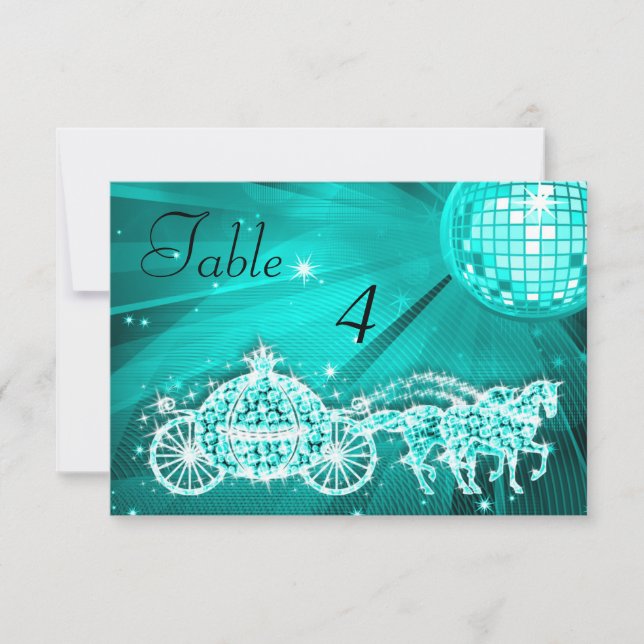 Disco Ball, prinsessvagn & hästar dubbelsidig Inbjudningar (Framsida)