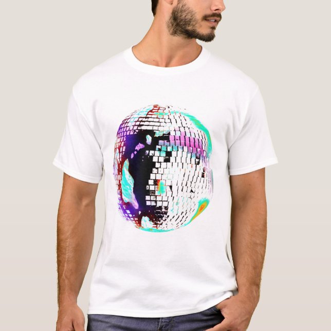 Disco Ball Retro Neon 70s 80s T-Shirt  (Framsida)