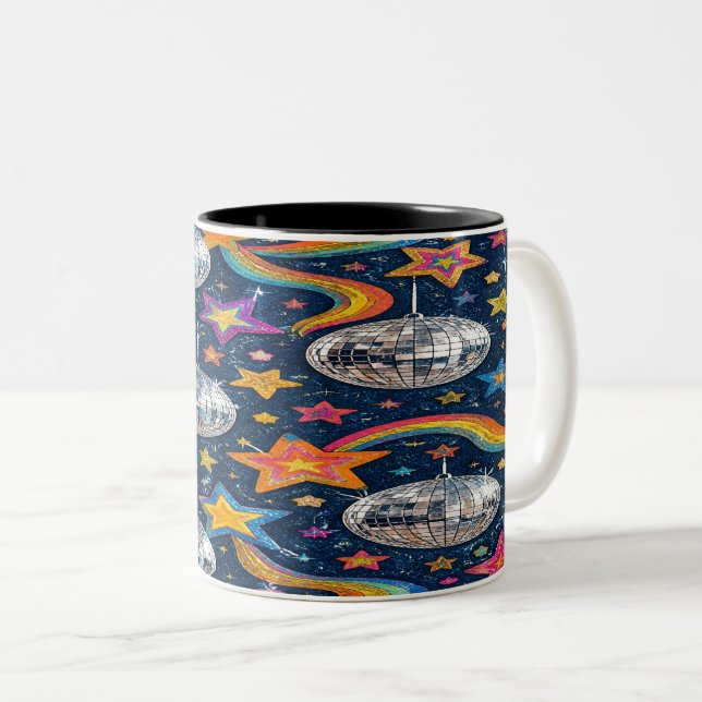 Disco Ball Stars Mug Två-Tonad Mugg (Framsida höger)