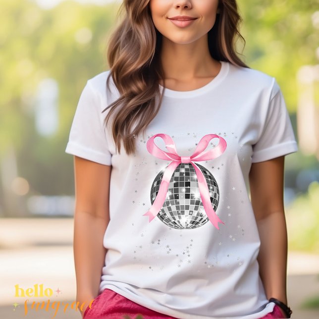 Disco Ball T-shirt with Pink Bow (Skapare uppladdad)