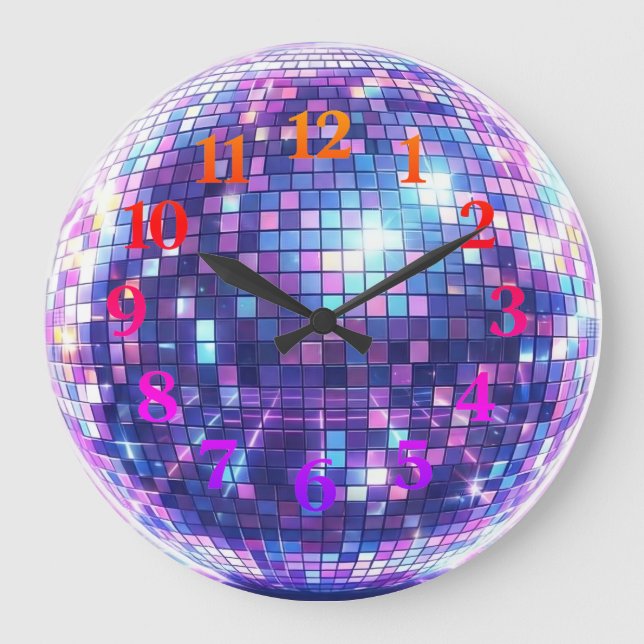 Disco Ball Wall Clock | Customizable  Stor Klocka (Framsida)