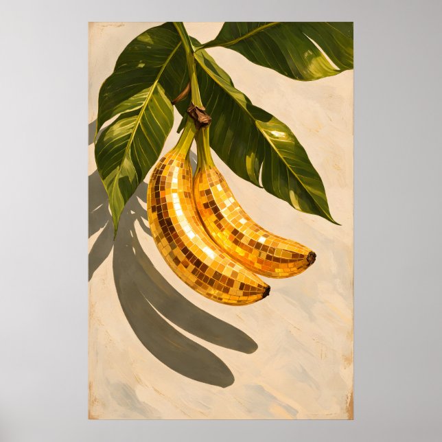 Disco Banan Affisch, Retro Funky Frukt Väggkonst (Framsidan)