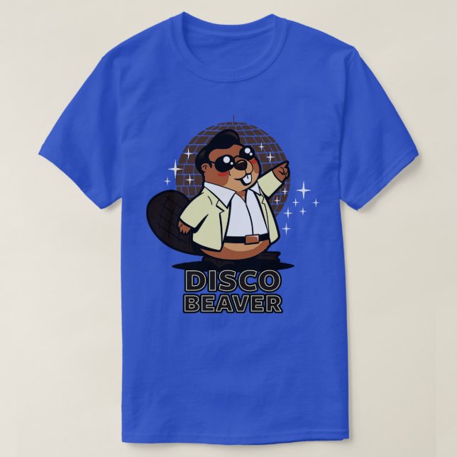 Disco Beaver Original Kawaii Cute Funny Retro 70 s T Shirt (Design framsida)