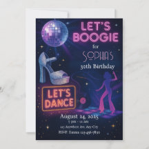Disco Birthday-inbjudan, Editable Boogie Party