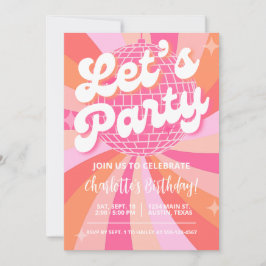Disco Birthday Inbjudan Girl, Retro Birthday Disco
