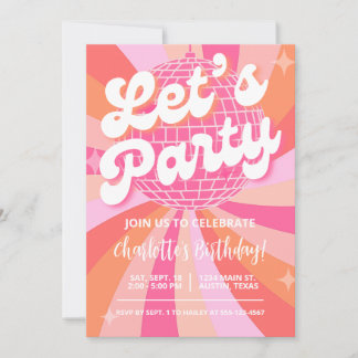 Disco Birthday Inbjudan Girl, Retro Birthday Disco
