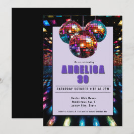 Disco Birthday Lila Black Inbjudningar