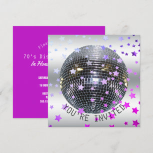 Disco Birthday Lila Retro 70-talet Disco Party Inbjudningar