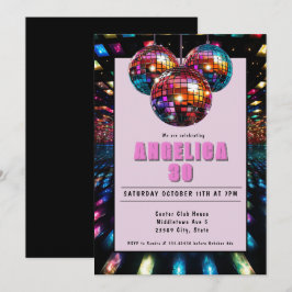 Disco Birthday Rosa Black Inbjudningar