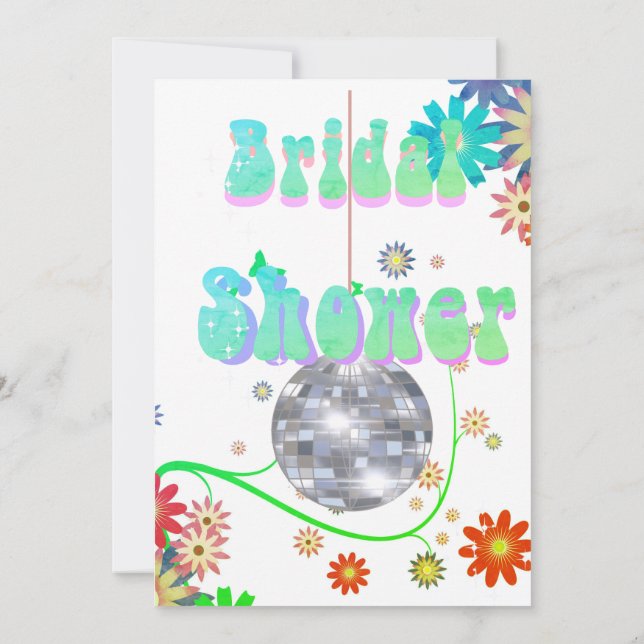 Disco Blommigt Retro Modern Inbjudningskort för mö (Baksida)