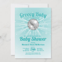 Disco Boll Baby Shower Groovy Blue Boy
