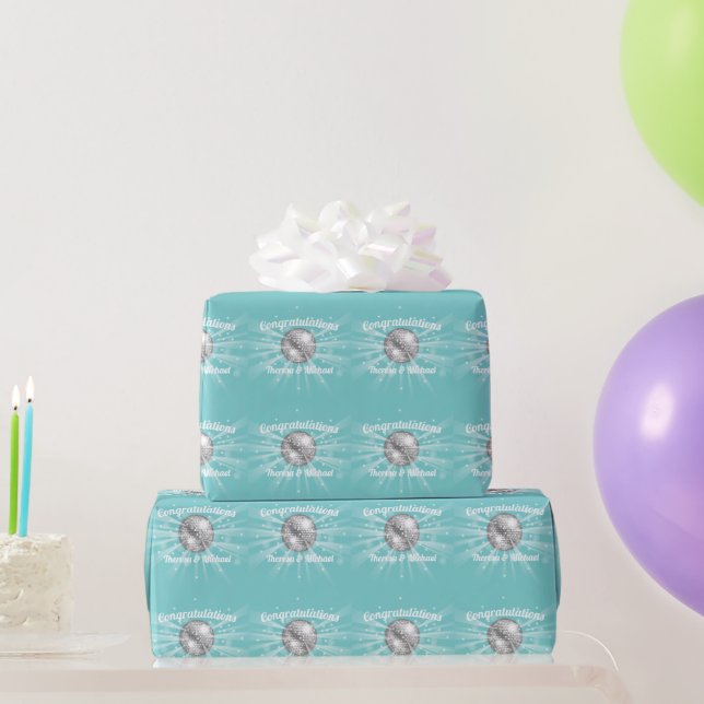 Disco Boll Baby Shower Groovy Blue Boy Presentpapper (Festgåvor)