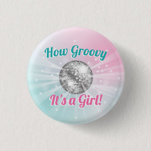Disco Boll Baby Shower Groovy Det är en flicka Knapp