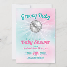 Disco Boll Baby Shower Groovy Inbjudningar