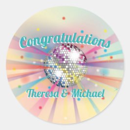Disco Boll Baby Shower Groovy Pastel Rainbow Runt Klistermärke