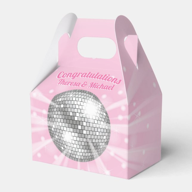 Disco Boll Baby Shower Groovy Rosa Girl Presentaskar (Framsidan Sidan)