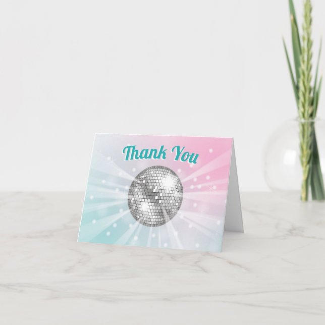 Disco Boll Baby Shower Groovy Tack Kort (Framsida)