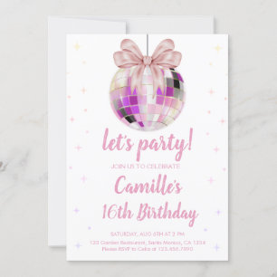 Disco Boll Birthday Inbjudningar